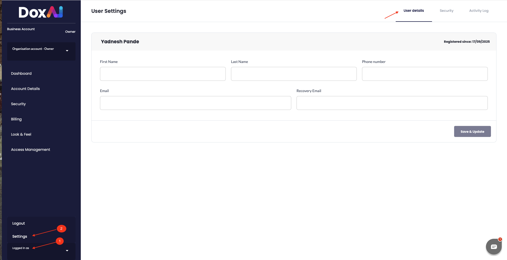 user details