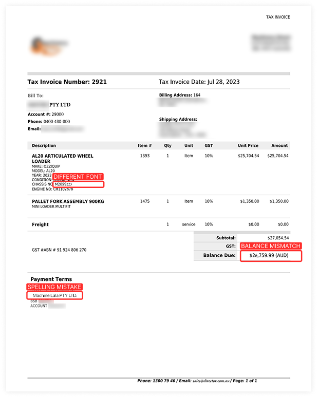Invoice tampered with AI