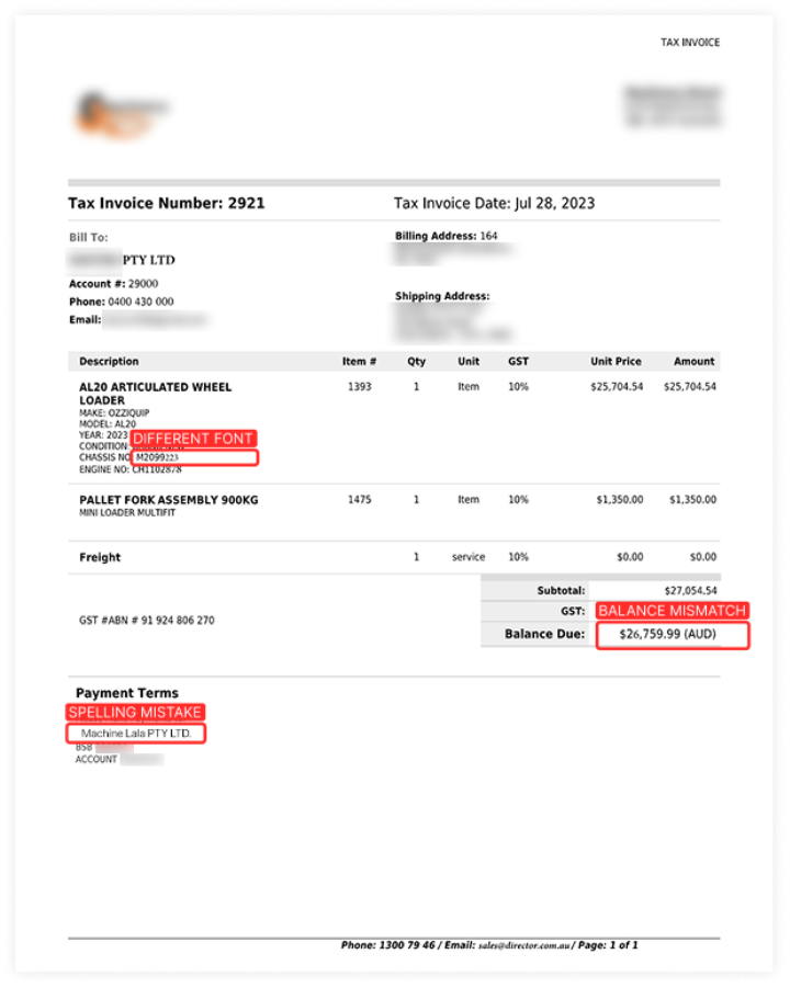 Tax Invoice tampered with AI